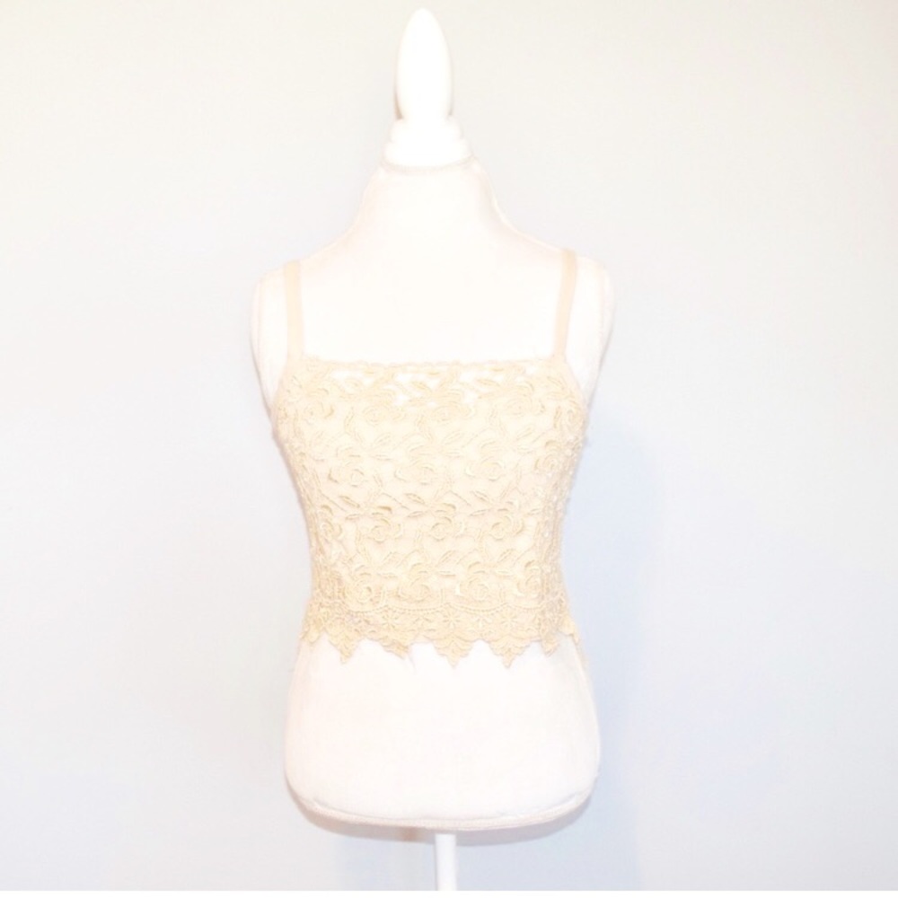 Awesome Wear Ivory Crochet Crop Top Vintage.